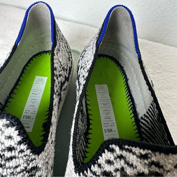 Rothy's The Original Slip- On Black and Cream Snake Print Washable Sneakers - Picture 12 of 14